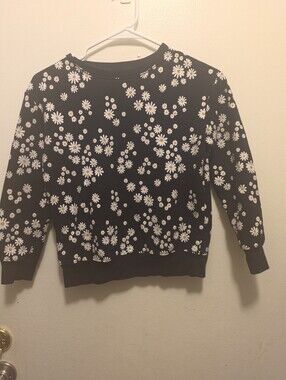 jumping beans Black Daisy-Print Crewneck Sweater